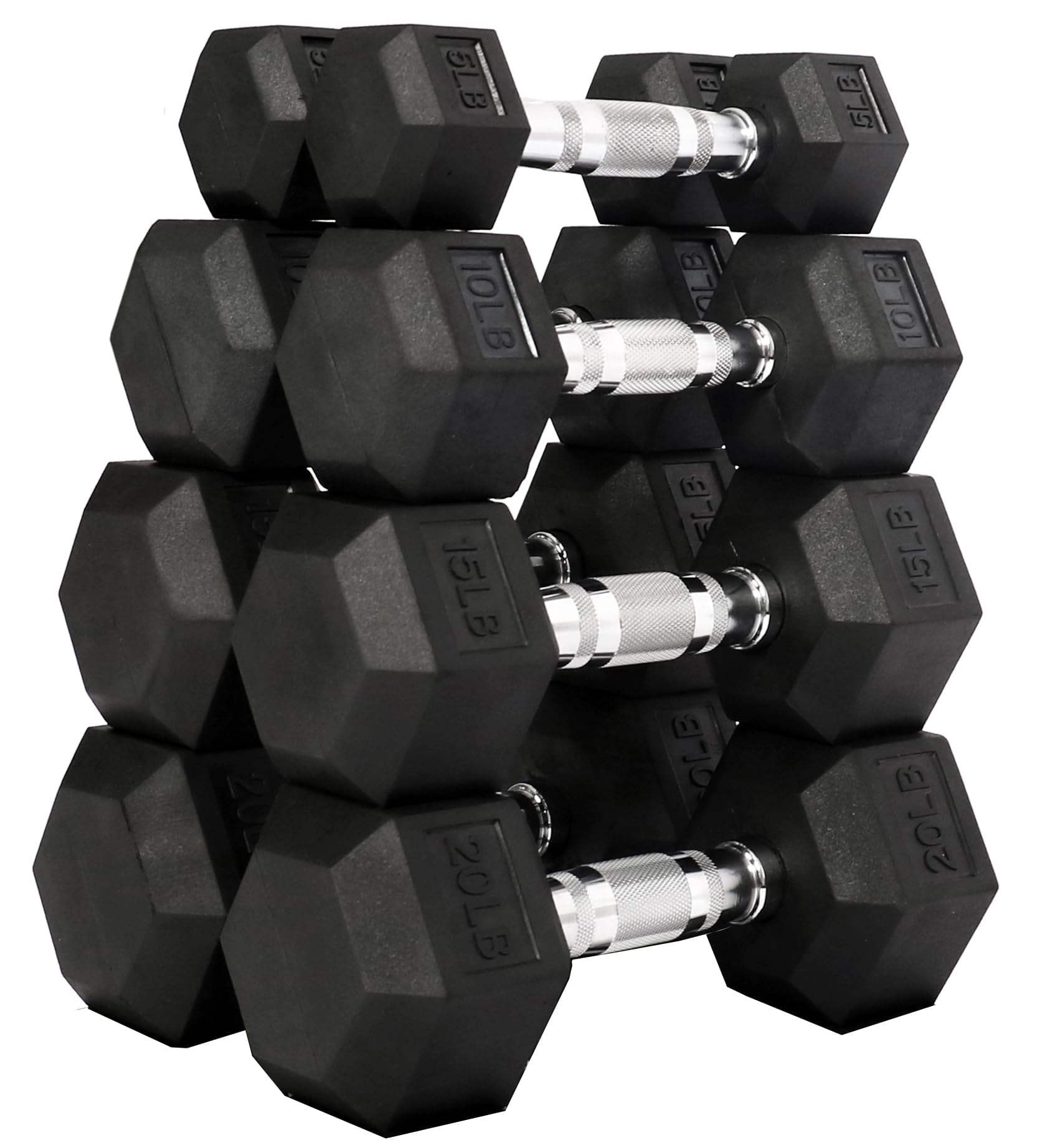 Source Factory Sale Home Gym Equipment Fixed Black Rubber Coated Cast Iron Non slip 20 kg Hexagonal Dumbbell Sets