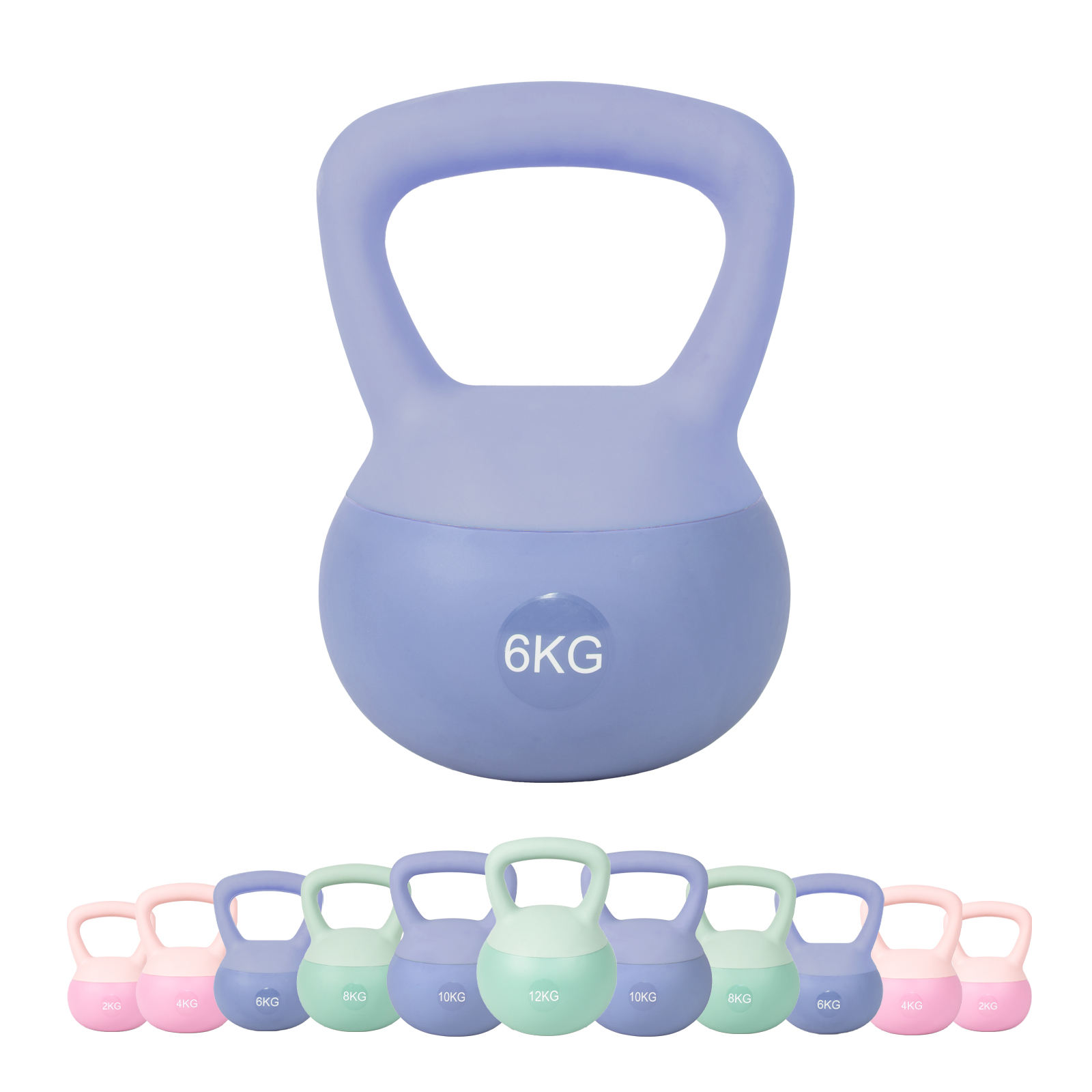 OEM/ODM In Stock Spain Soft PVC Coated Steel Sand Kettlebell 2-12kg Fitness Training Strength Kettlebell set