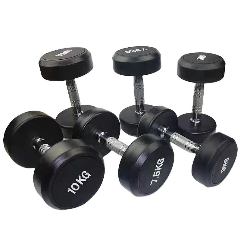 Factory Supplied Cheap Weights Training Hexagonal Rubber Coated Dumbbells Hex Rubber Dumbbell