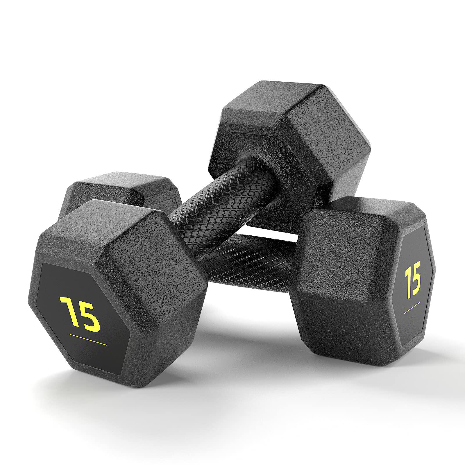 15LB Durable Non-Slip PVC Dumbbells Hex-Shaped Iron Steel Weights for Fitness Customizable Logo for Home Gym Weight Lifting