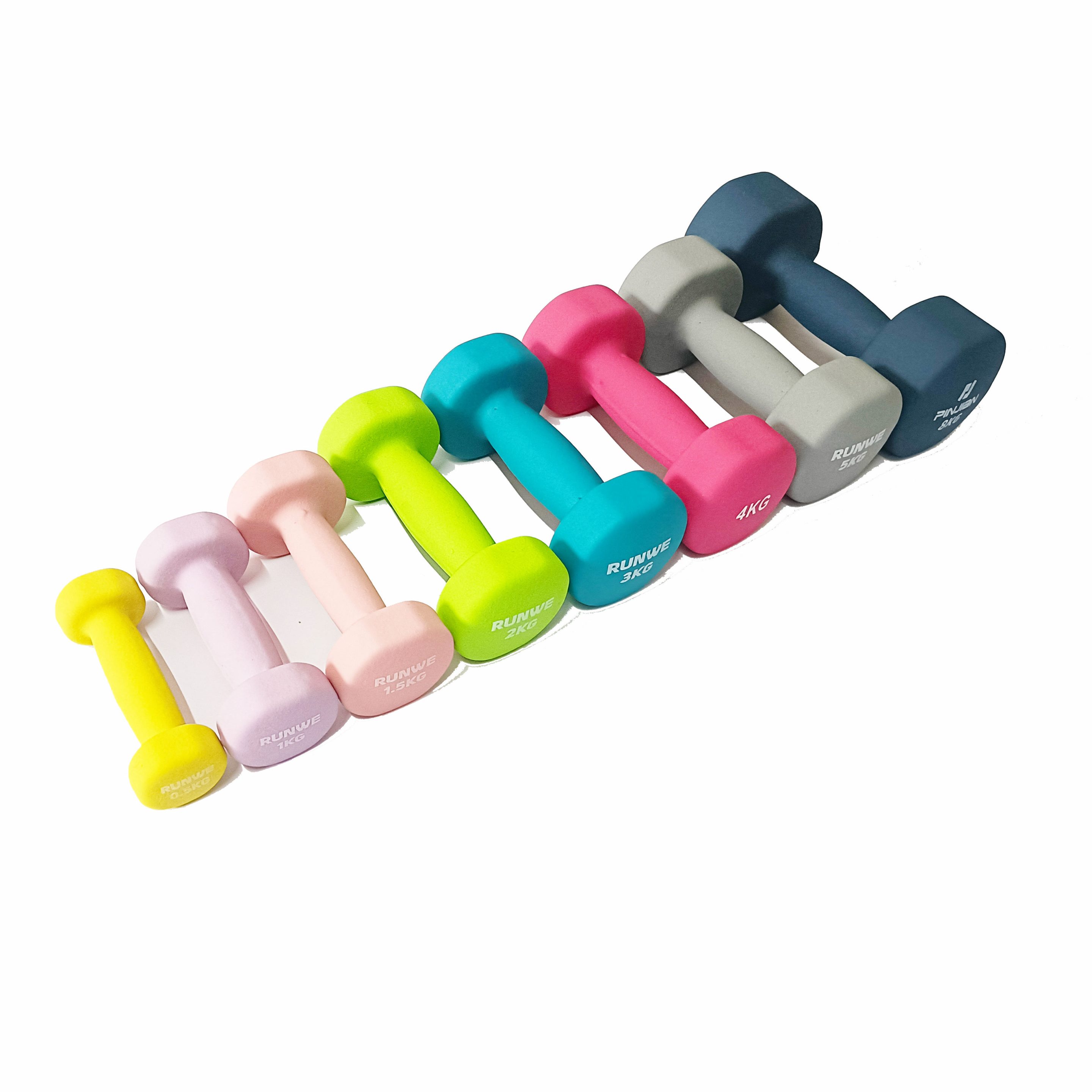 China Factory Direct Sale Custom Logo Neoprene Dumbbell Cast Iron Hand Weights Hex Dumbbell Set Color Rubber Hexagon Neoprene D