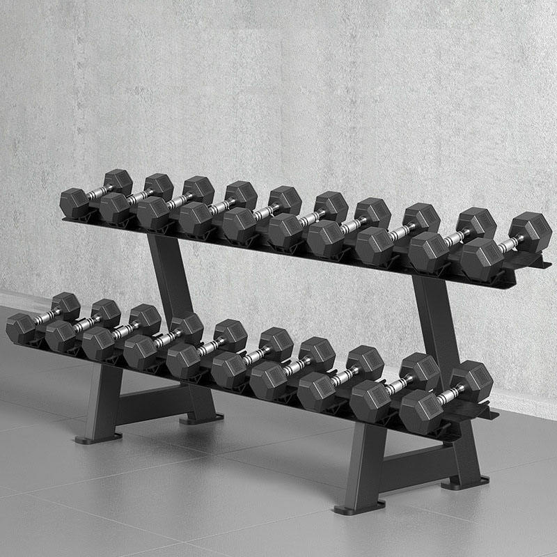 Pilot Sports Square Shape Vinyl Dumbbell Gym Fitness Equipment Weights Dumbbells Set With Rack For Bodybuilding