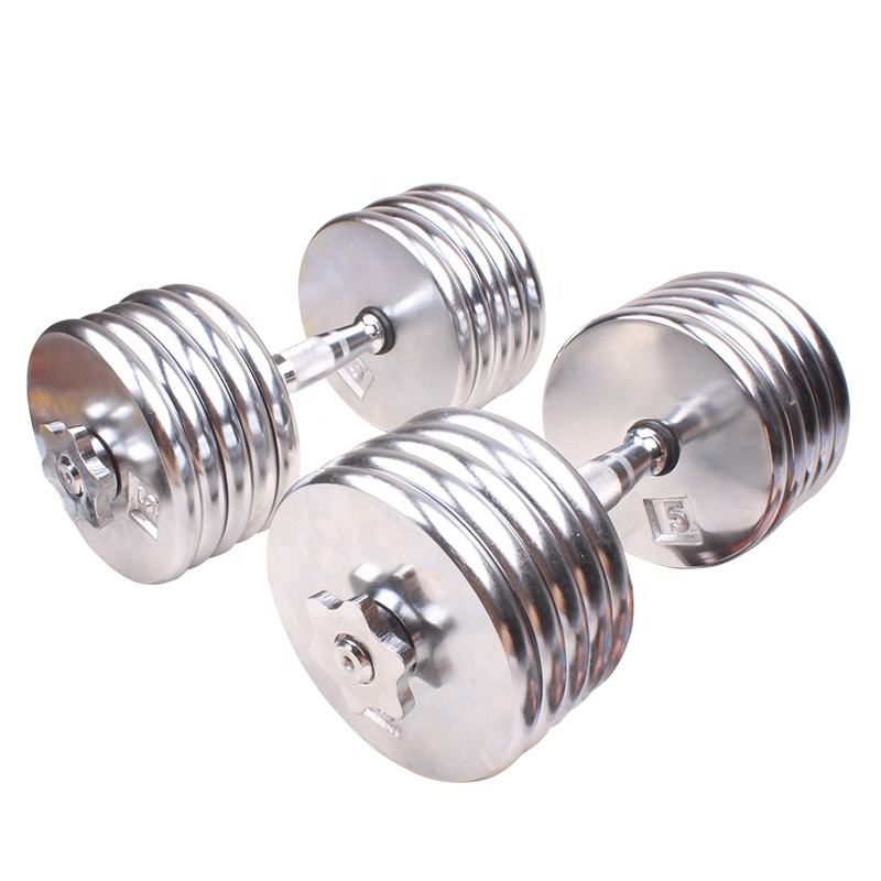 Wholesale Polish Chrome 20kg Dumbbell Chrome Set Fitness 5kg to 25kg 40kg 50kg Gym Dumbbell