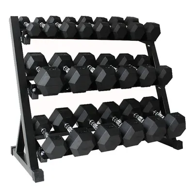 TOPKO Dumbbell Rack Hex Rubber Coated Dumbbell Set Placement Rack Commercial Personal Training Studio Fitness Equipment
