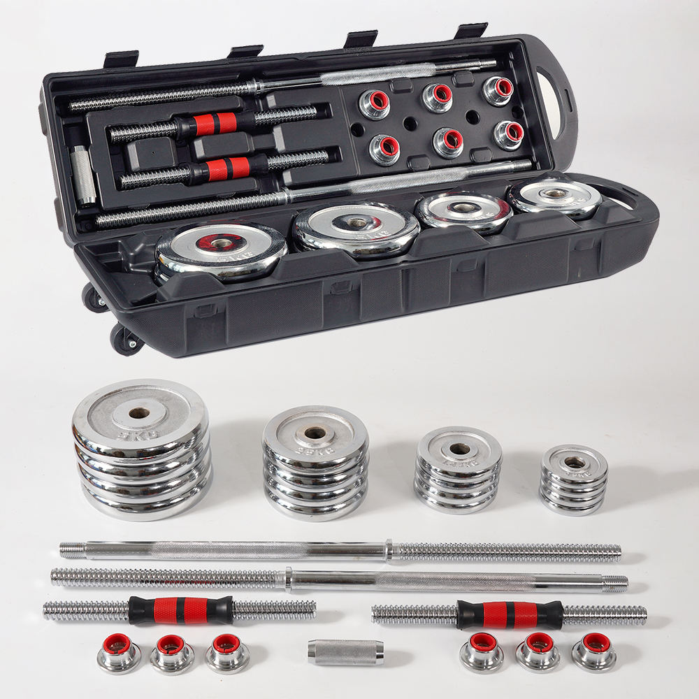 50kg Dumbbell Set Adjustable Dumbbells Barbell Set Iron Steel Durable Home Body Weight Training Carry Case