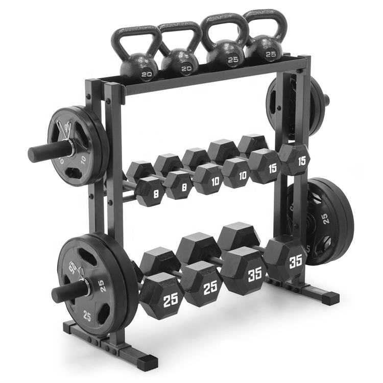 Factory Price Commercial Large Gym Equipment 19 Pairs Dumbbell Rack 4 Tier