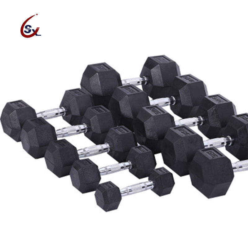 70kg Black Full Hex Dumbbells Rubber Hexagon Dumbbell Set 5-100lb
