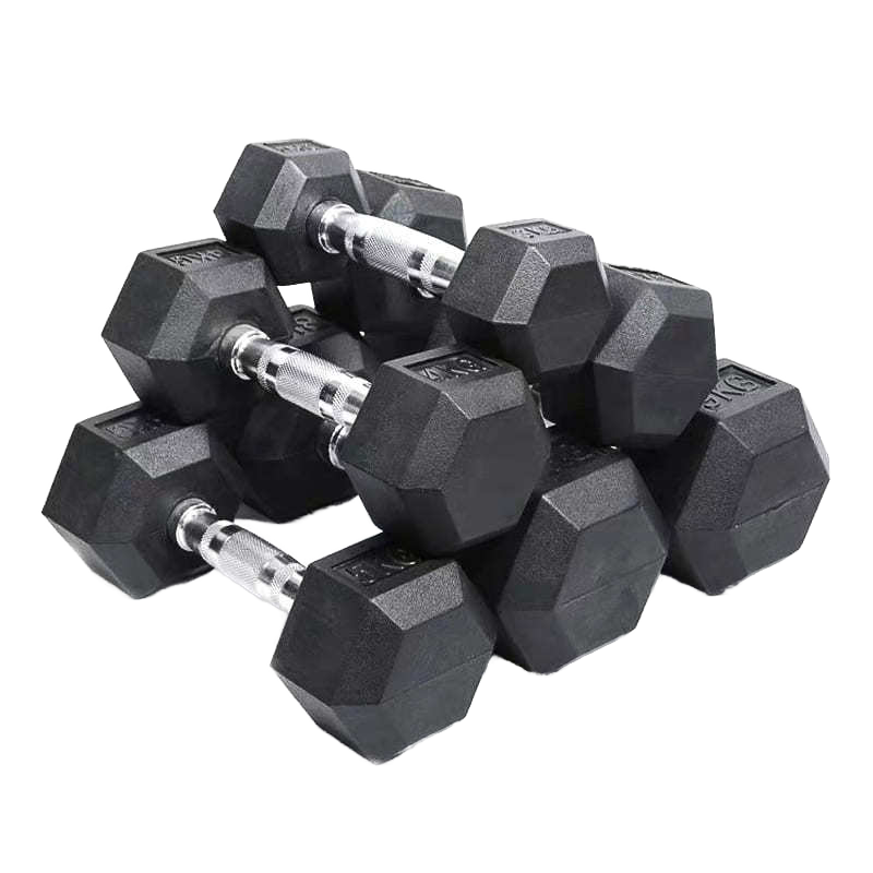 Equipment Rubber Hex Dumbbell Set Fitness Gym and Sports Dumbbells Weights Set 2.5-50 kg Hex Rubber Dumbbells