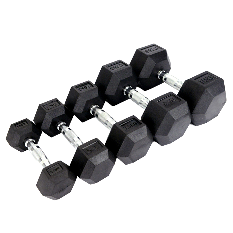 TOPKO 2024 10kg Gym Power Training Equipment Rubber Coated Steel Weights in Lbs Hexagon Hex Dumbbells Sets 40kg for Fitness