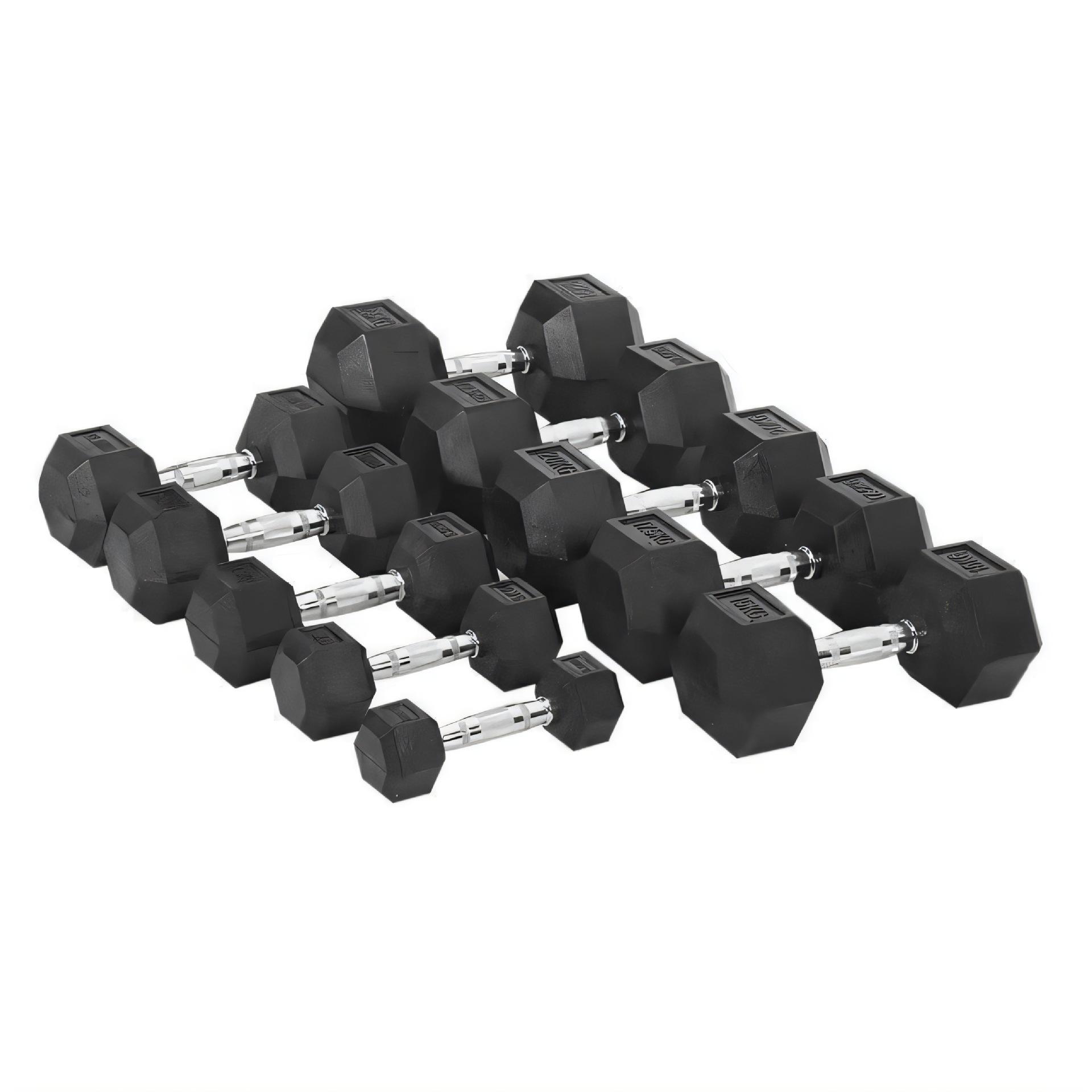 Factory Direct Selling Gym Custom Dumbbells Rubber Hex Dumbell Set Free Weights for Commercial Use
