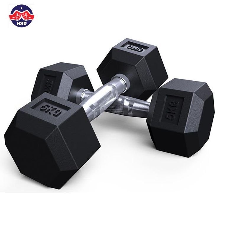 Wholesale High Quality Rubber Hexagon Dumbbell Gym Use Family Use for Fitness Available From 2.5KG-40KG