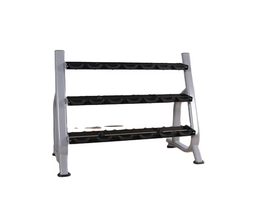 Fitness Gym Equipment 3 Tier Dumbbell Rack Rubber Coated Steel Dumbbell Rack With Weights Hex Dumbbell Set with Rack