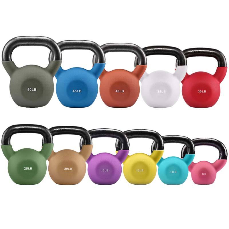 Rouser Fitness Strength Training Weight Lifting Kettlebells Color Cast Iron Kettlebell 5-50LB Vinyl Kettlebell