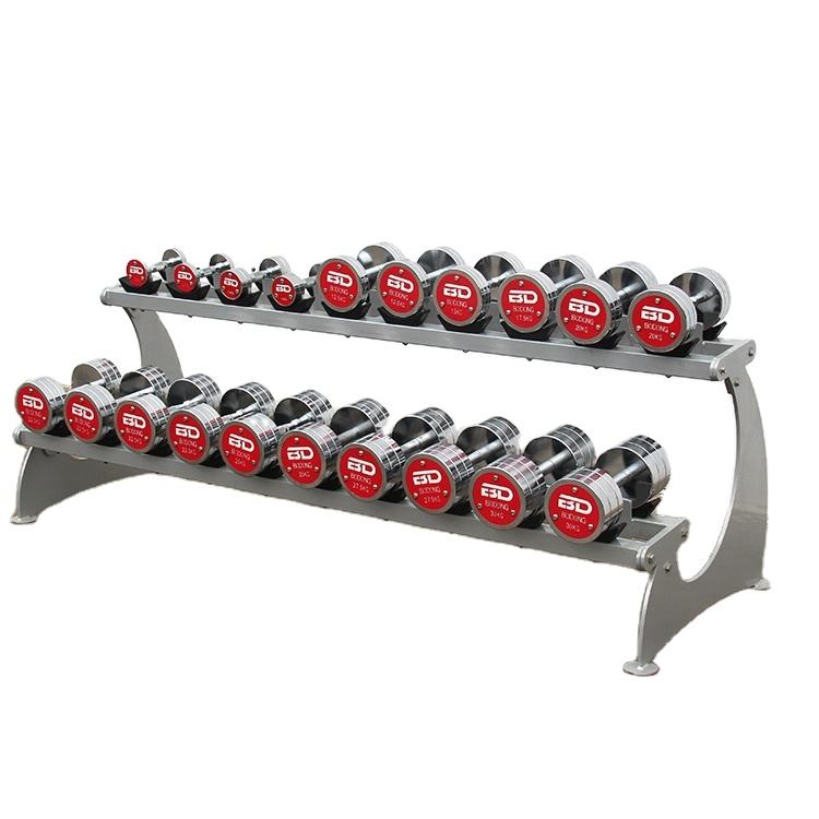 Durable Weightlifting Dumbbell Display Rack Gym Used 2-tier Dumbbell Rack for Stainless Steel Dumbbells