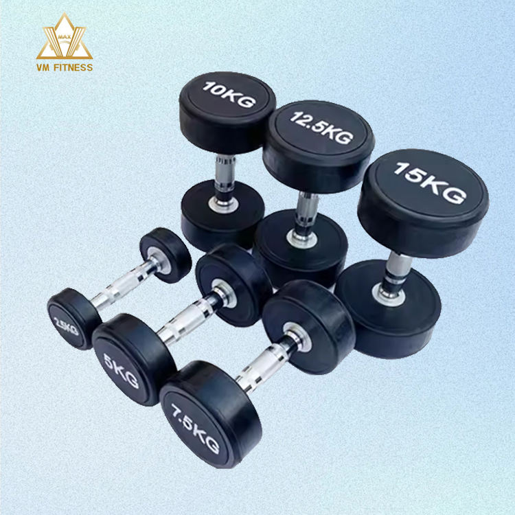 Gym Equipment Round Rubber Adjustable Dumbbells 10KG Dumbbell Sets Weightlifting