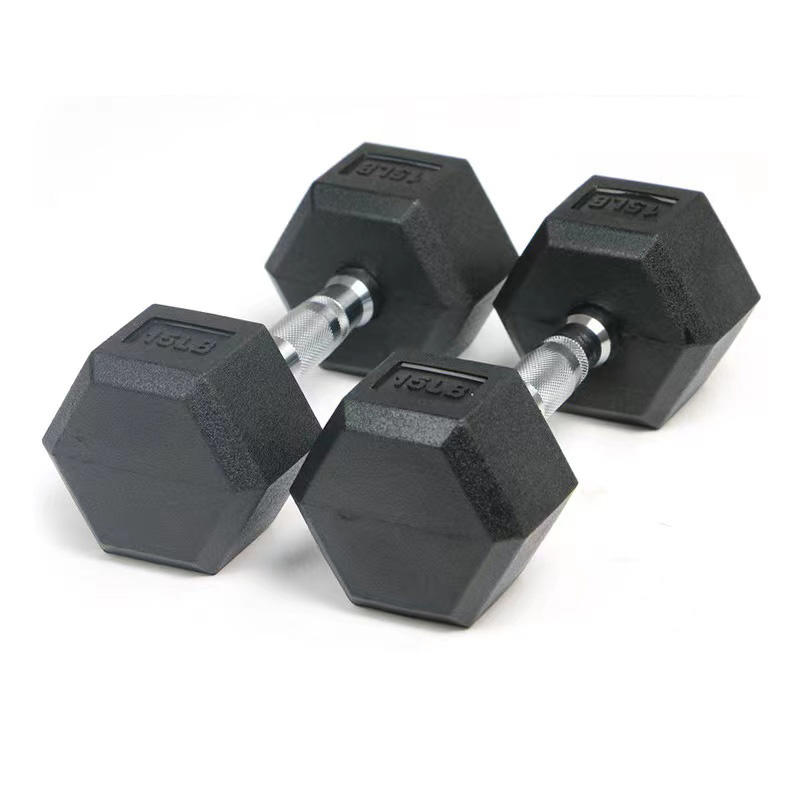 China Manufacturer Custom Logo 50kg Rubber Hex Dumbbell Set Cast Iron Mancuernas Gym Weightlifting
