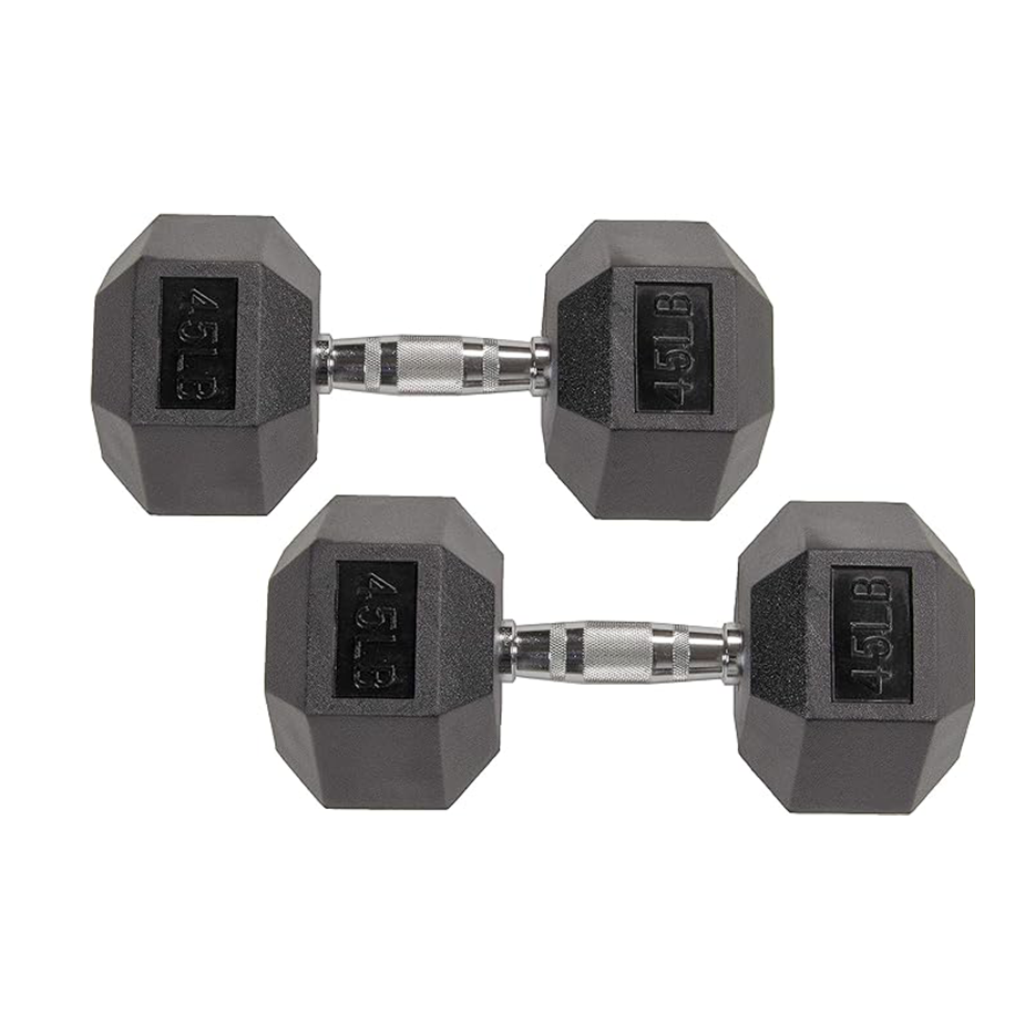 Free Weight Lifting Equipment Workout Lbs 40LBsGym Rubber Hex Dumbbell Sets in Pounds