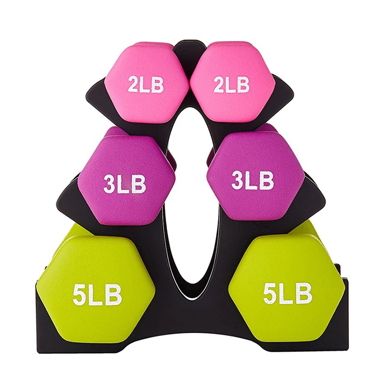 Custom Cheap Vinyl Neoprene Hex Dumbbells 2/3/5lb Gym Equipment Adjustable Dumbbell Set