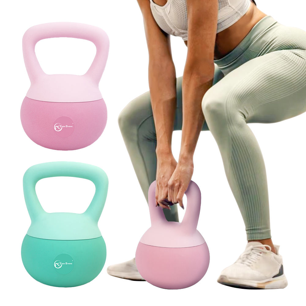 Zhensheng Popular Fitness Exercise 2KGS to 12KGS Adjustable Kettlebell Eco Friendly PVC Dual Color Soft Kettlebell