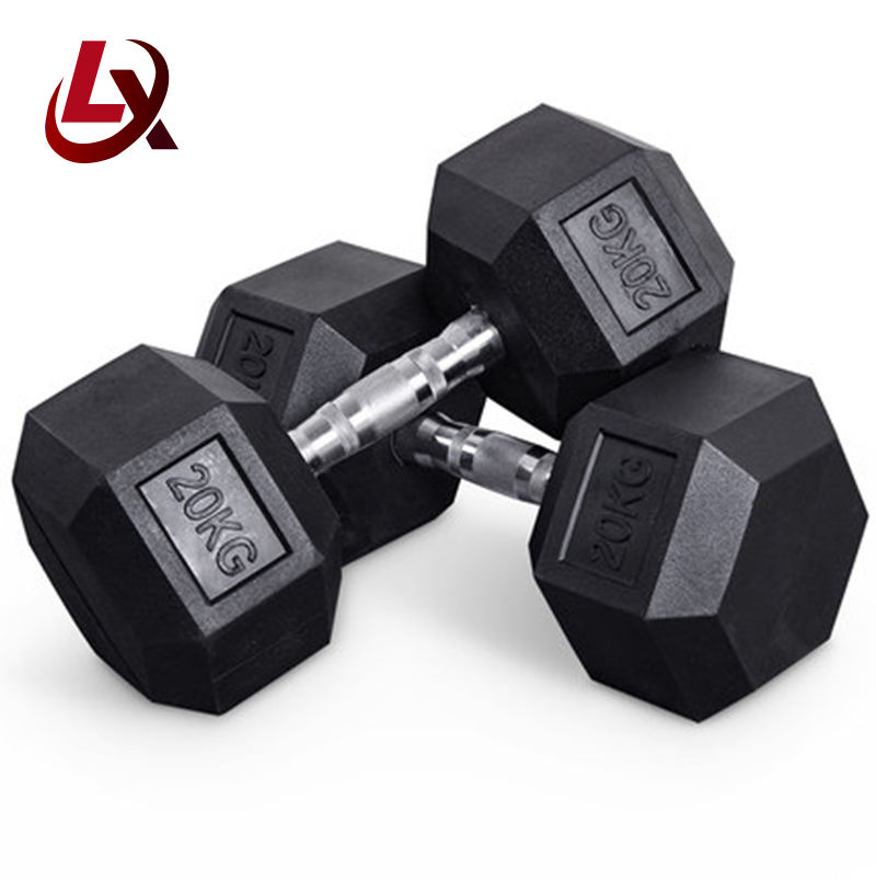 Customizable Gym Fitness 5 10 25 50kg Rubber Cast Iron Hexagonal Dumbbells