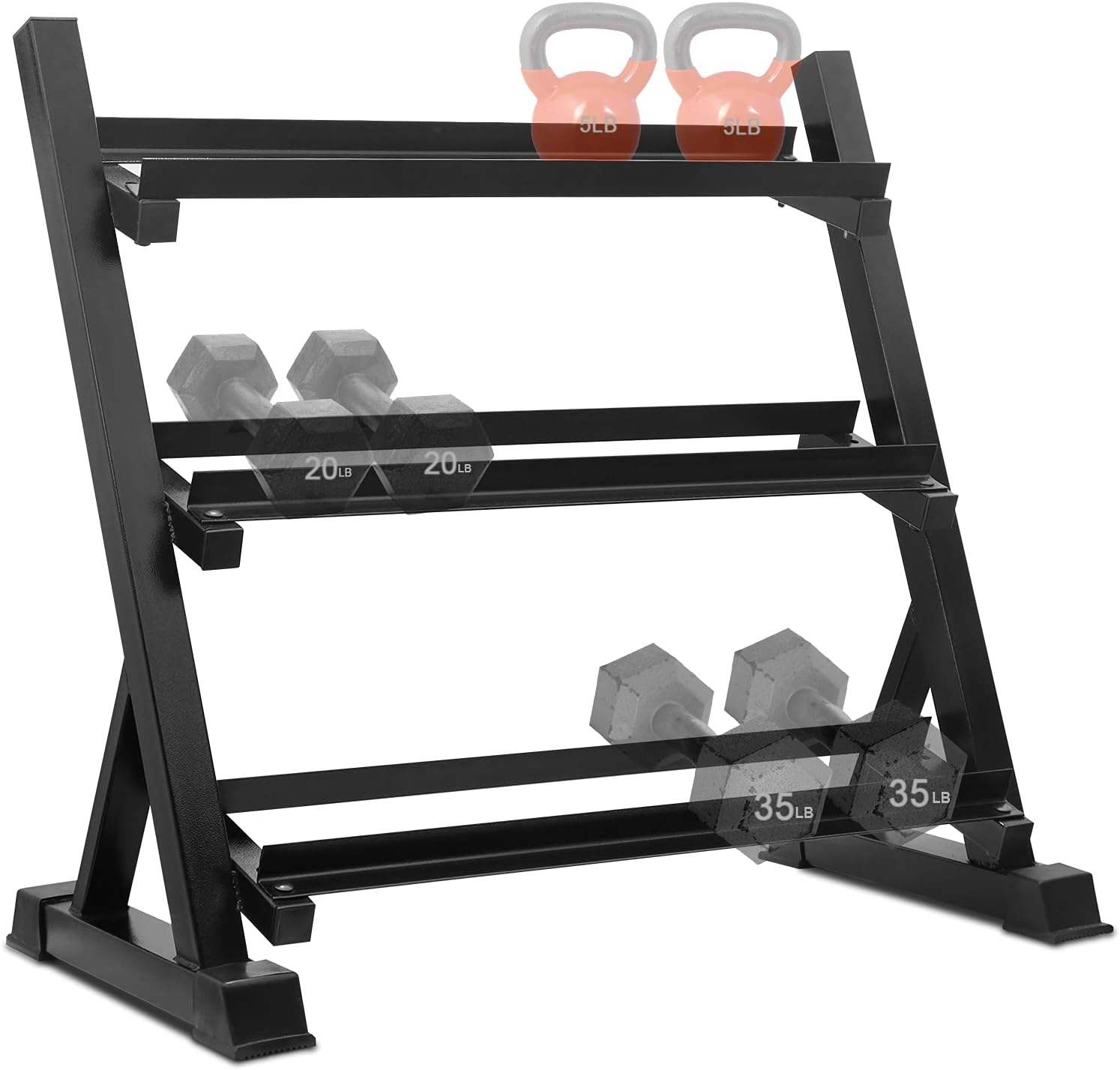 Wholesale Fitness Dummbell Set with Rack 2-tiers Vertical Dumbbell Storage Rack