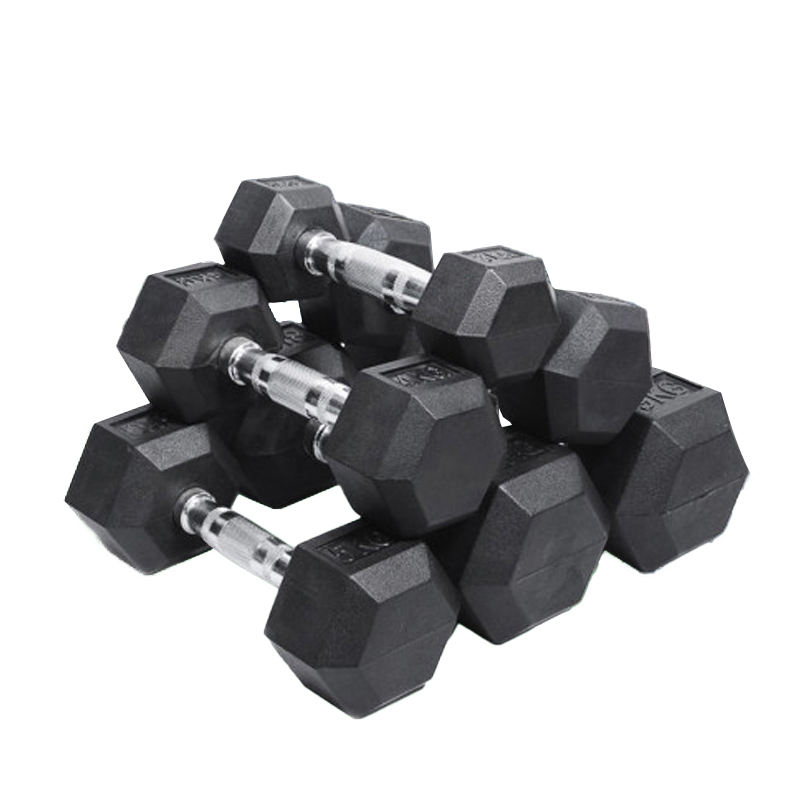 Custom Electroplated Steel Rubber 5-50kg Weights Set Fitness Gym Hexagon Painted Hex Dumbbells