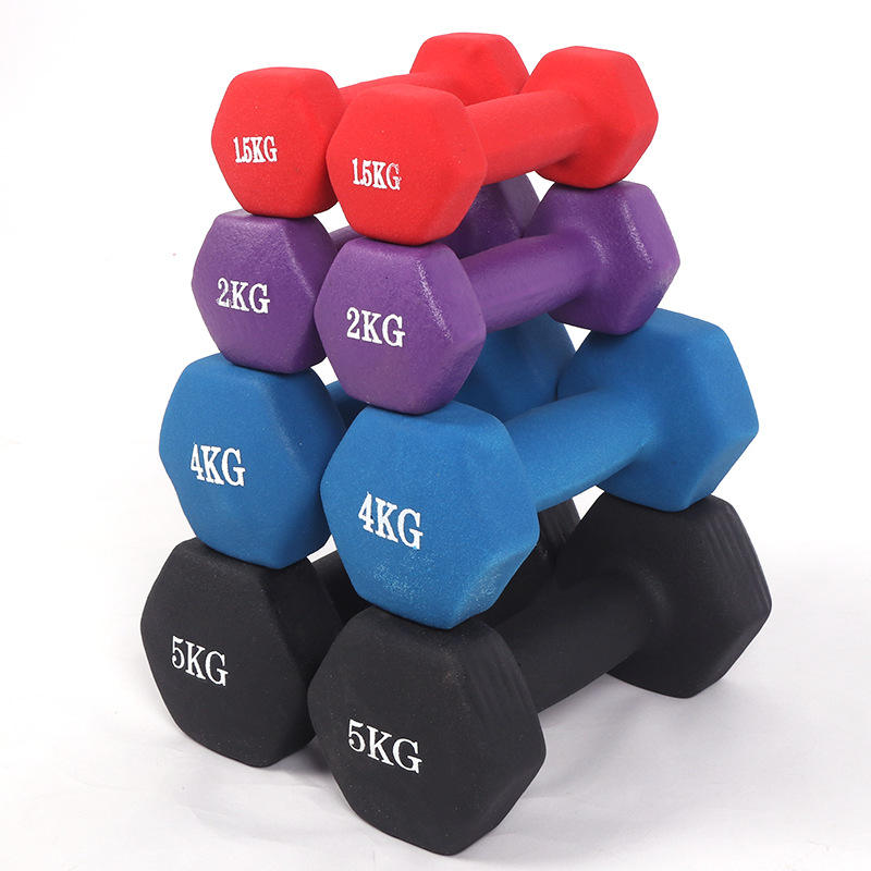 Neoprene Vinyl 1kg 2kg 3kg 4kg 5kg Rubber Coated Hex Dumbbell Pesas Set