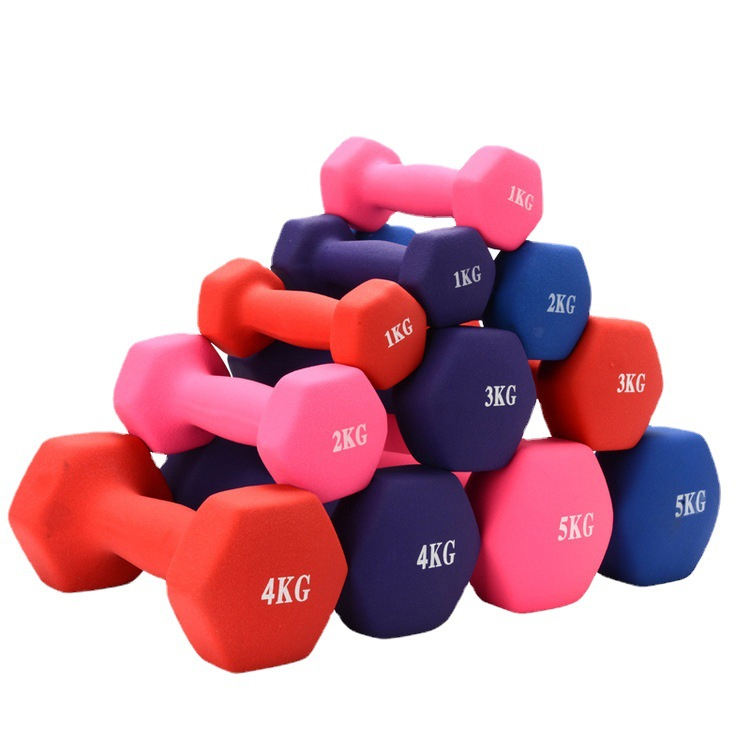 Custom Logo Neoprene Dumbbell Set Hexagon Design Cast Iron Hand Weights With Diverse Color Options