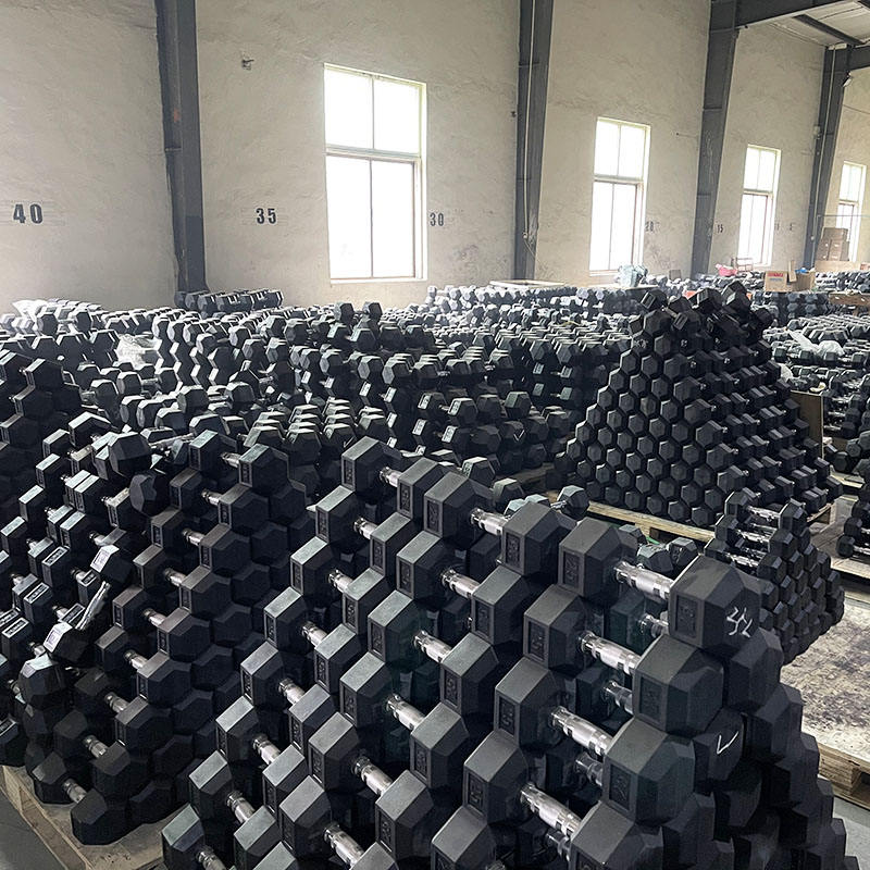 Factory Hot Sale Cheap Price Hexagonal Rubber-coated Dumbbell Gym Equipment Weight Lifting Hex Dumbbell Set
