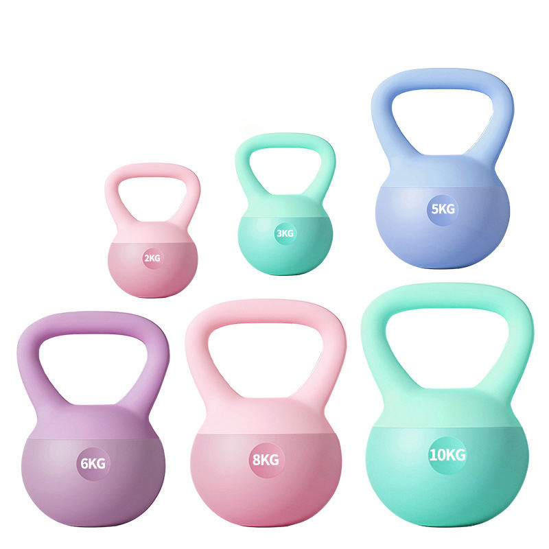 High Quality Strength Training Weightlifting Soft PVC Kettlebell Set Delicate Grip Colorful Kettle Bell