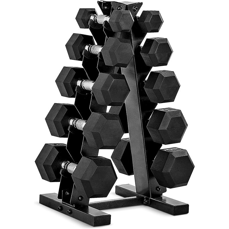 Rubber-Covered Lifting Hexagonal Dumbbell 2.5kg-70kg Cast Iron Commercial Rubber Hex Dumbbell
