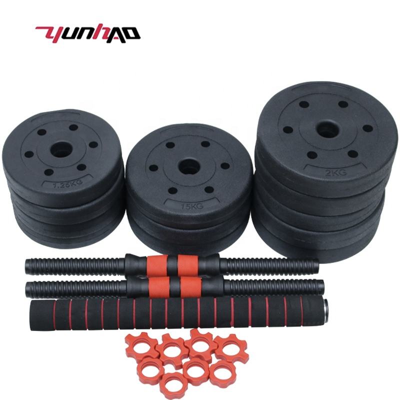 Wholesale Custom Logo Free Weights 10 15 20 30 40 50 KG Environmental Protection Cement Adjustable Dumbbells And Barbel Sets