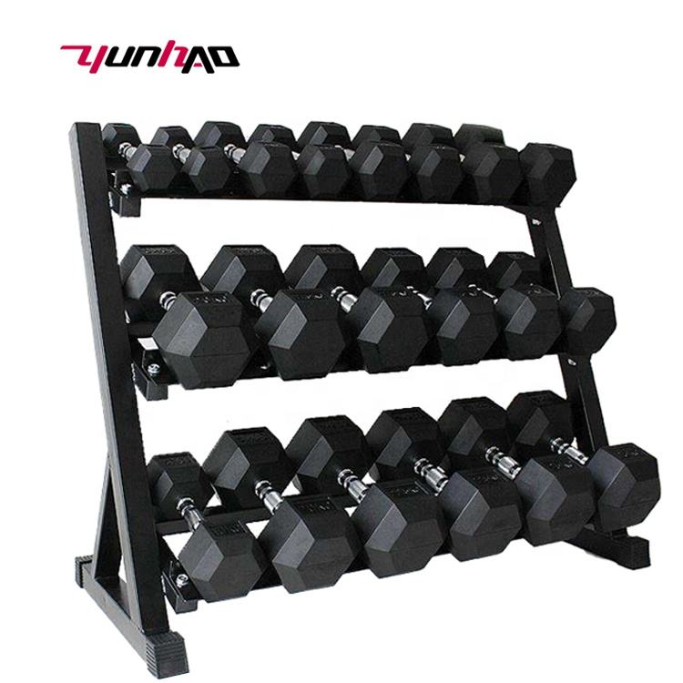 High Quality 2-Tier 10-Pair Storage Weights Stand Commercial Home Gym Dumbbell Rack Stable Strong Hex Dumbbell Set Wholesale