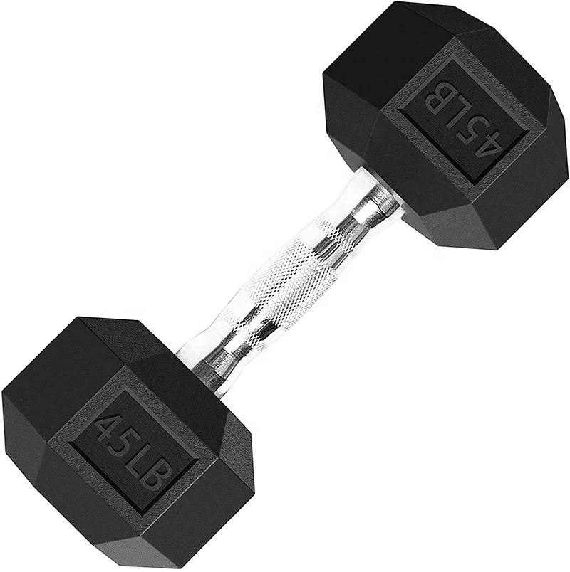 Powerman Fitness Strength Training Wholesale Gym Cast Iron Rubber Mancuernas 20kg 40kg 45 Lbs Kg Hex Dumbbells