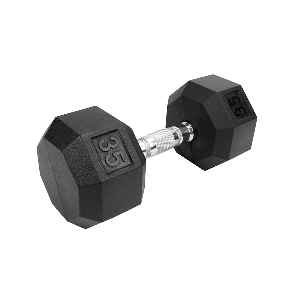 Gym Workouts Black Fitness Equipment 1-30KG Chrome Handle Exercise Cast Iron Rubber Coated Hex Dumbbell