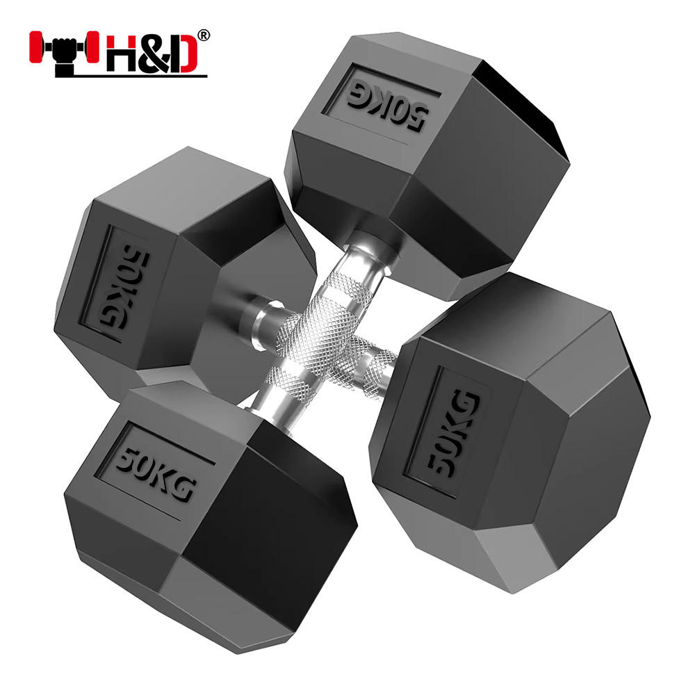 2024 Factory Supply Unisex 20KG Dumbbell for Gym Durable Body Used for Building Arm Workout Hot Sale Hex Rubber Cast Iron