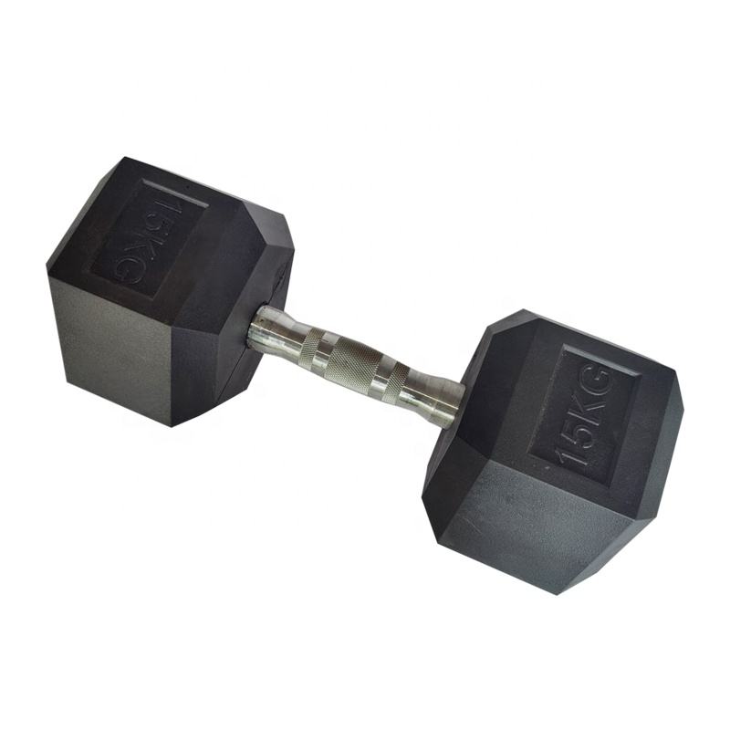 Hot Selling 7.5kg 10kg 12.5kg 15kg Cast Iron Hex Rubber Dumbbells for Fitness