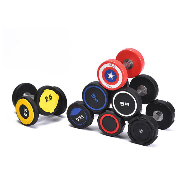 Custom Durable PU Urethane Dumbbells Set Free Weight Gym Weights for Fitness Bodybuilding Arms Workouts for Home Use in KG/LBS