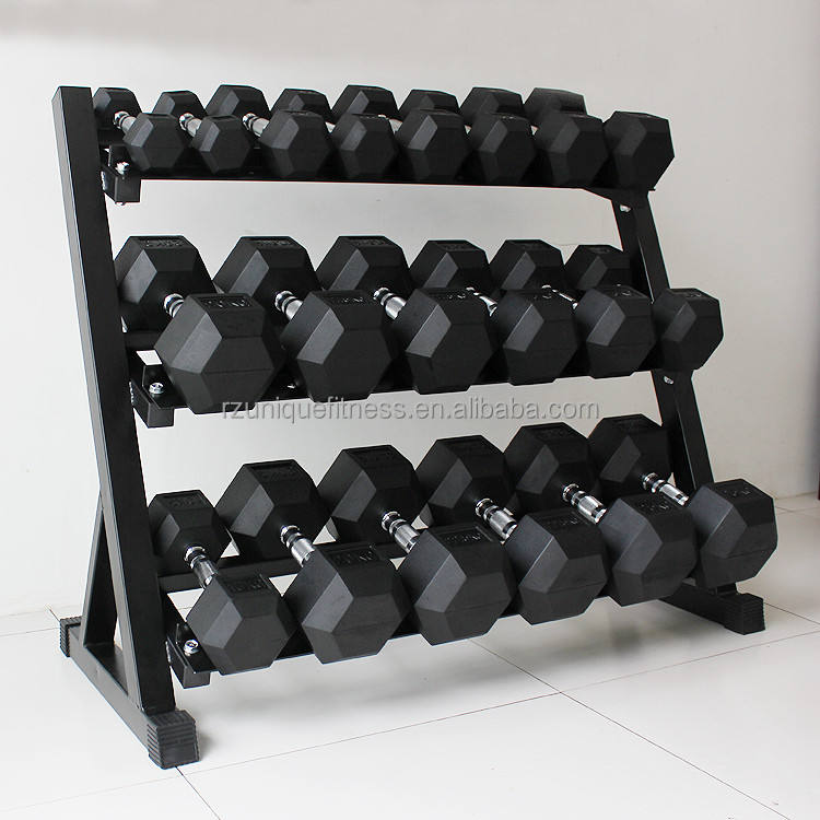 Home Gym Commercial Fitness Equipment 2.5Kg-50Kg Hex Dumbell Set With Rack Four-Layer Dumbbell Rack and Stand