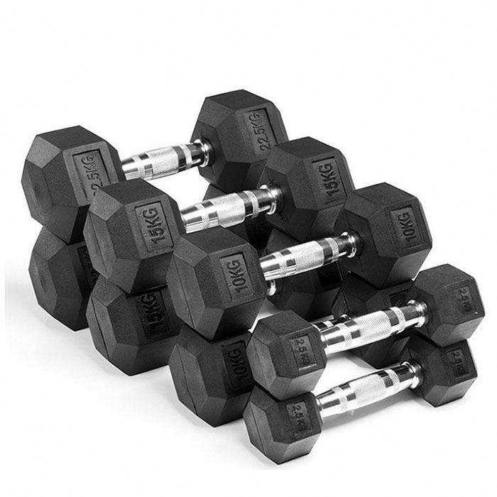 Factory Custom Wholesale Gym Fitness Equipment 2.5-30KG Iron Hexagonal Dumbbells