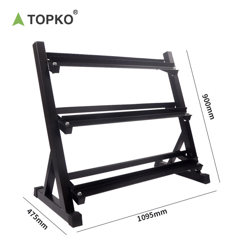 TOPKO High Quality Dumbbell Set Rack Household Gym 3 Tier Dumbbell Storage Dumbbell Rack