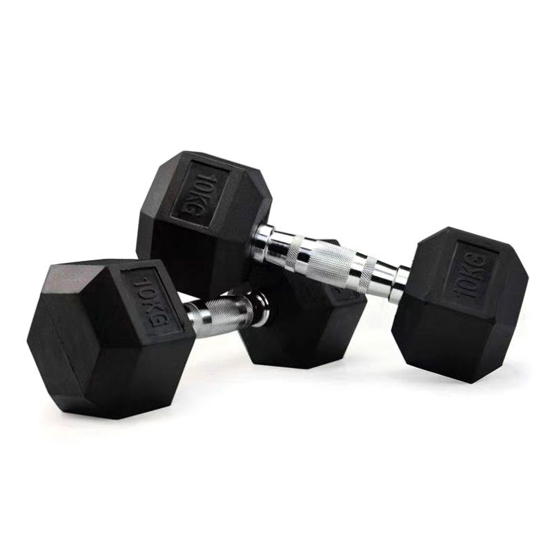 5-100LB Wholesale Rubber Hexagonal Dumbbells for Gym Equipment & Weightlifting Fitness Training Hex Dumbbell Set