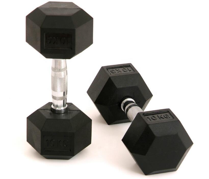 VULCANFIT 5-100LB Wholesale Rubber Hexagonal Dumbbells for Gym Equipment & Weightlifting Fitness Training Hex Dumbbell Set