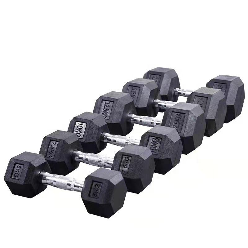 Wholesale Dumbbells Weights Set 2./5/10/15/20/25/30/35/40/45/50 KG Weights Lifting Fitness Equipment Hex Rubber Dumbbells