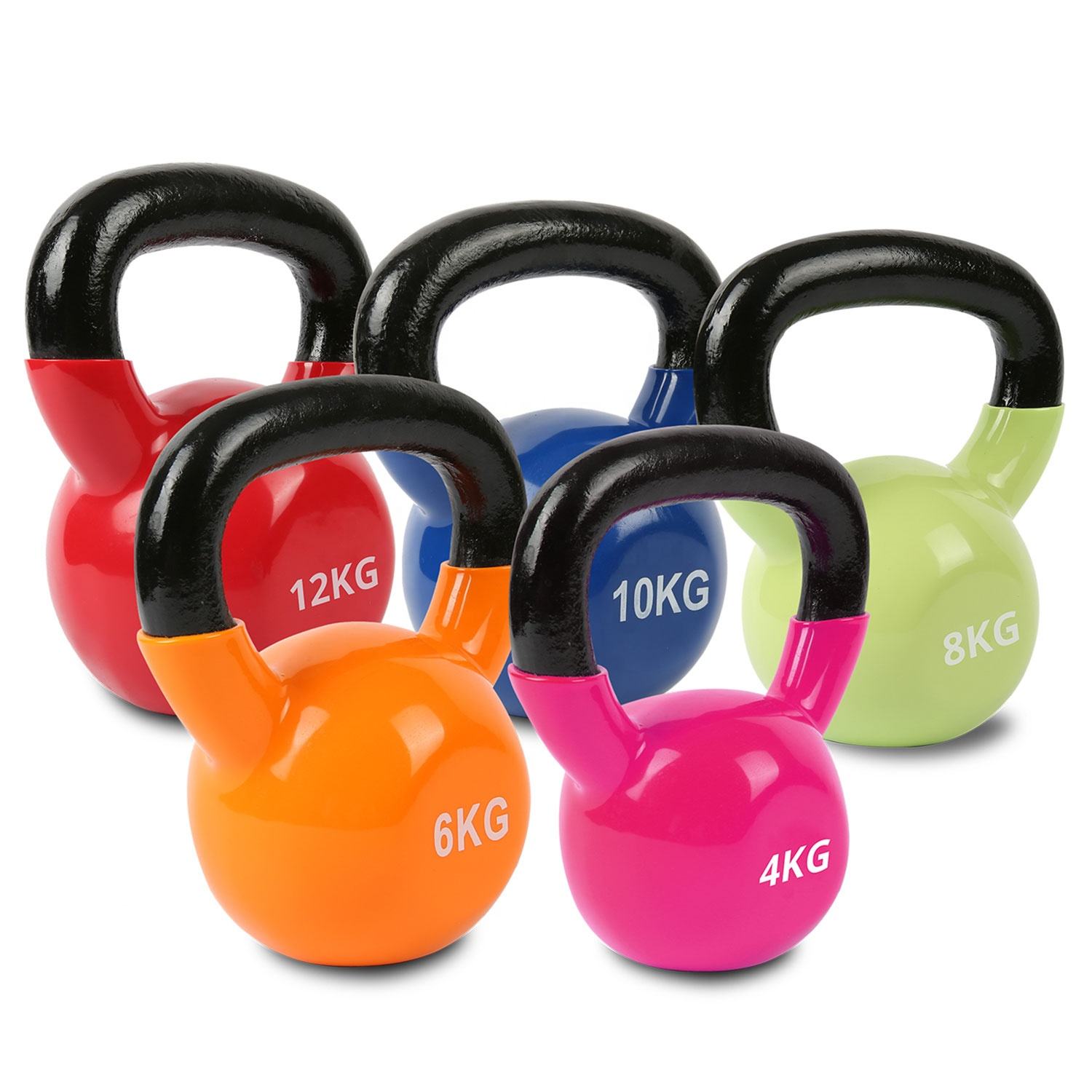 Wholesale Fitness 16 20 24 kg Ergonomic Grip Custom Logo Single Black Color Powder Coated Cast Iron Kettlebell