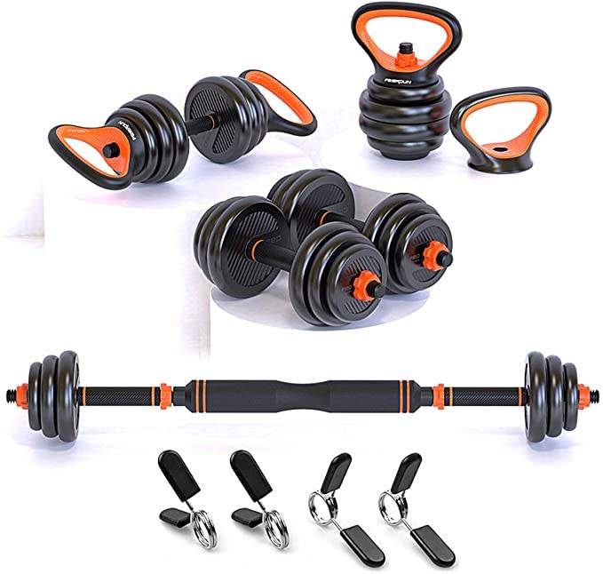 Fitness Equipment Home Gym Barbell Kettle Bell Push-up Combination Set 10kg 15kg 20kg Free Weight Adjustable Dumbbell Set
