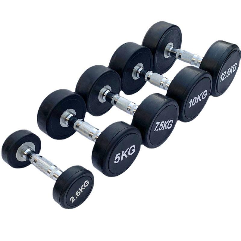 Wholesale Gym Training Fitness Custom logo Home Use Fitness Gym Equipment Rubber Iron 2.5-30kg Black Round Dumbbell Set