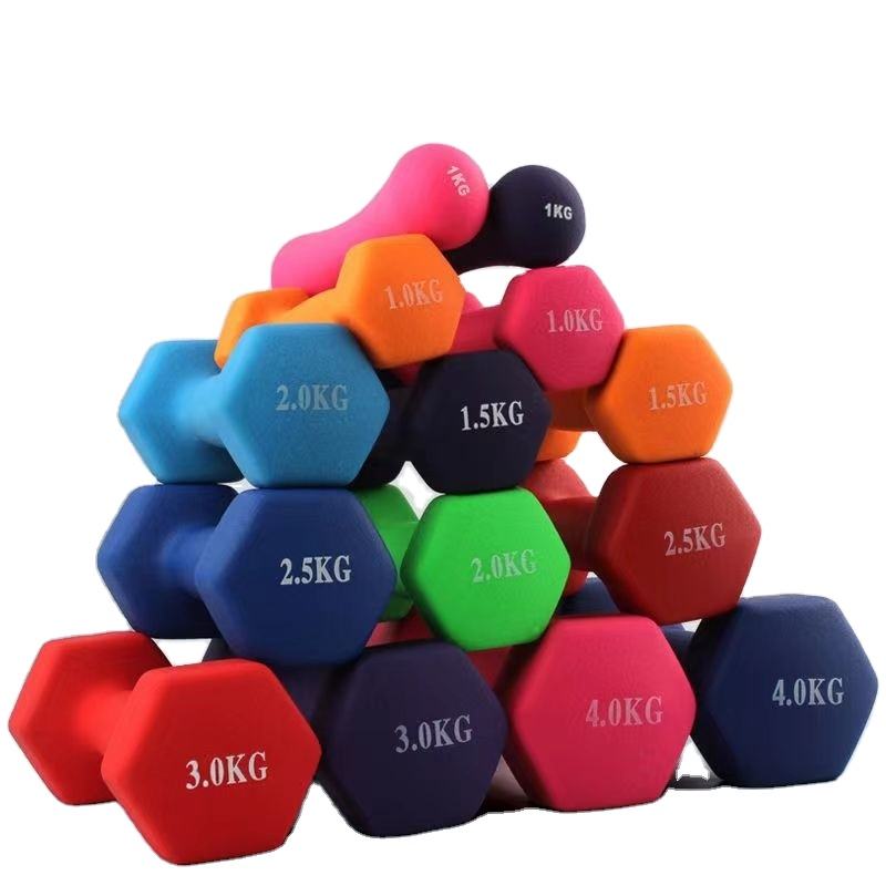 High Quality 12kg Colorful Neoprene Bone Dumbbell Vinyl Dipping Dumbbell Set With Rack for Women Kids Hand Weights Dumbbells Set