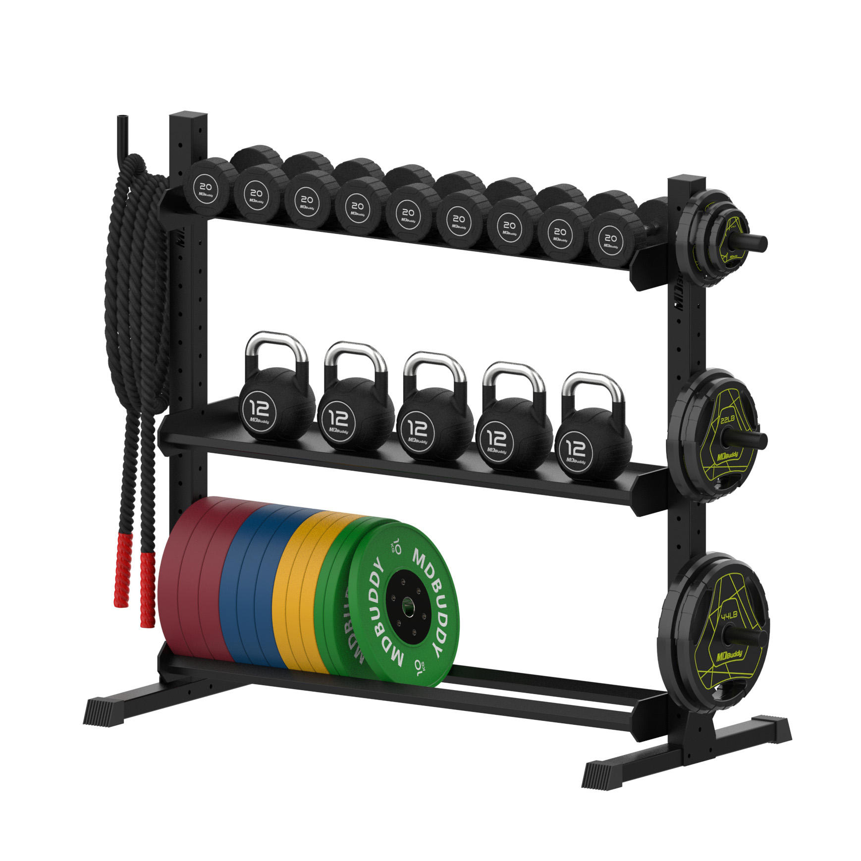 Multi-Function Gym Storage Rack - Dumbbell, Kettlebell, Medicine Ball, and Barbell Plate Racks