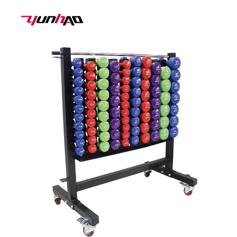 High Quality Gym Storage Vinyl Neoprene Dumbbell Rack With Wheel